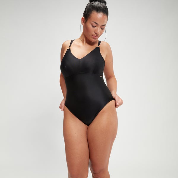 Speedo Women's Shaping Strappy One Piece Black