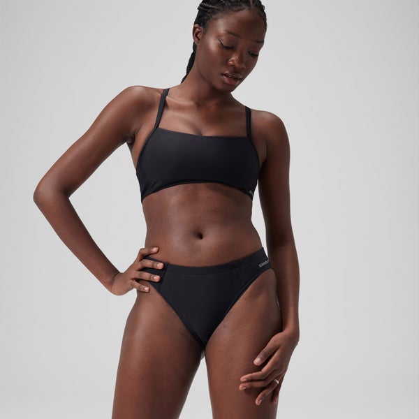 speedo Women's Solid Classic Bikini Bottom Black