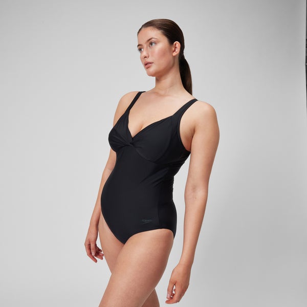 Speedo Women's Solid Cross Knot One Piece Black