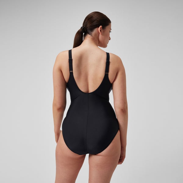 Speedo Women's Solid Cross Knot One Piece Black