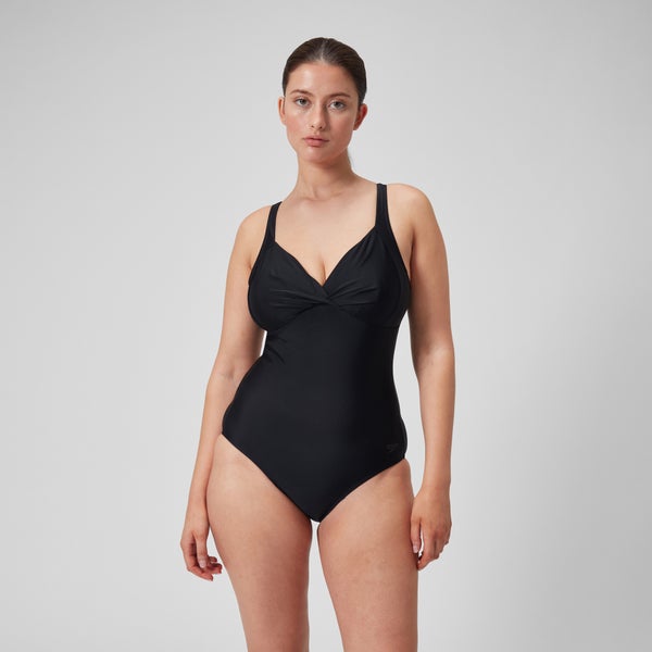 speedo Women's Solid Cross Knot One Piece Black
