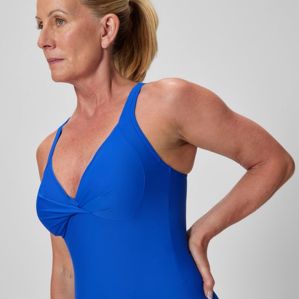 Speedo Women's Solid Cross Knot One Piece Blue