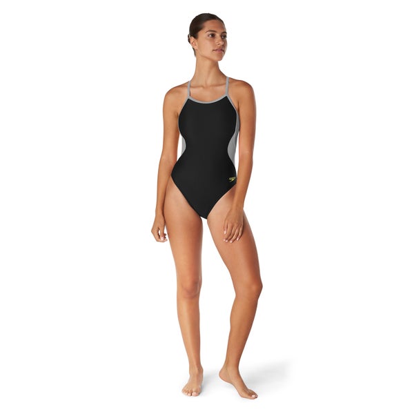 Speedo Women's Solid Flyback One Piece Black