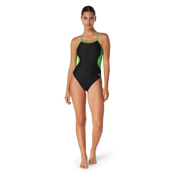Speedo Women's Solid Flyback One Piece Green