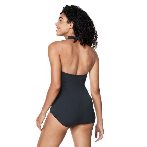 Speedo Women's Solid Halter One Piece Black