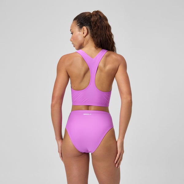 Speedo Women's Solid Hi Waist Bikini Bottom Pink
