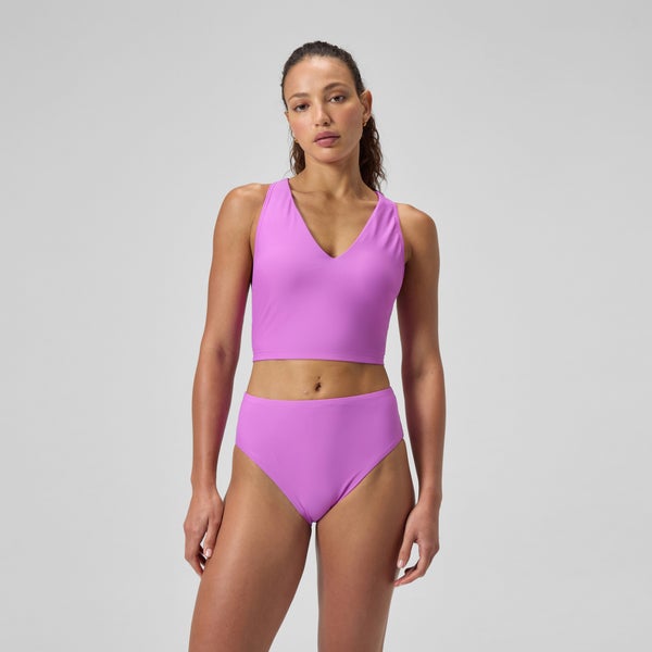 speedo Women's Solid Hi Waist Bikini Bottom Pink