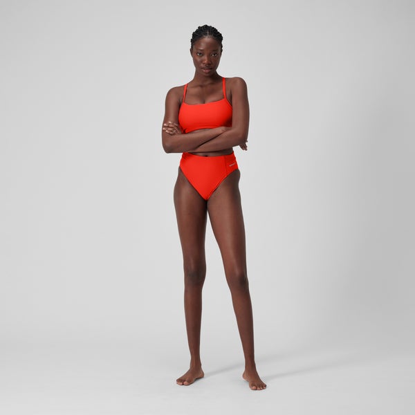 Speedo Women's Solid High-Waist Bottom Red