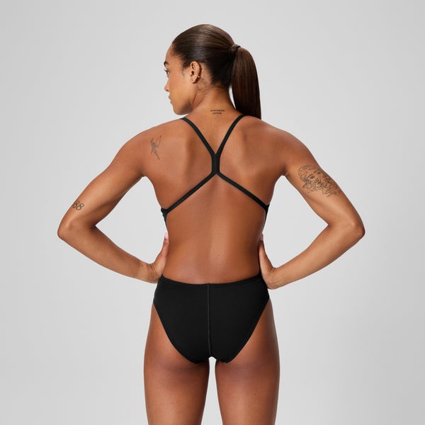 Speedo Women's Solid One Back One Piece Black