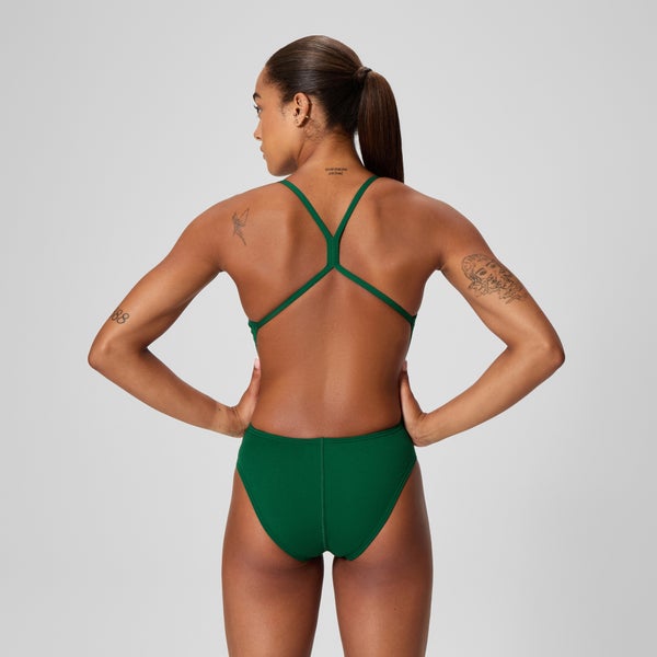Speedo Women's Solid One Back One Piece Green