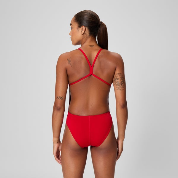 Speedo Women's Solid One Back One Piece Red