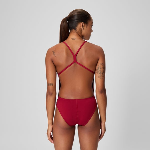 Speedo Women's Solid One Back One Piece Red