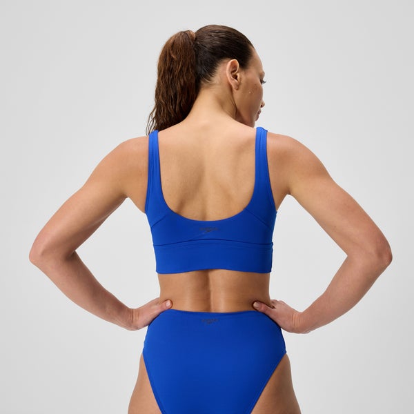 Speedo Women's Solid Square Neck Bikini Top Blue