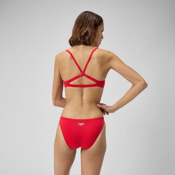 Speedo Women's Solid Strappy Fixed Bikini Top Red