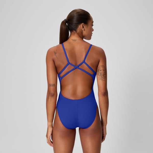 Speedo Women's Solid Strappy One Piece Blue