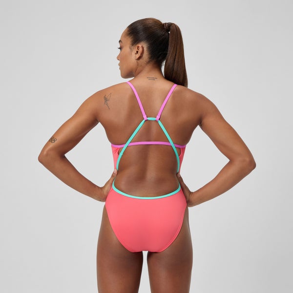 Speedo Women's Solid Tri Back One Piece Orange