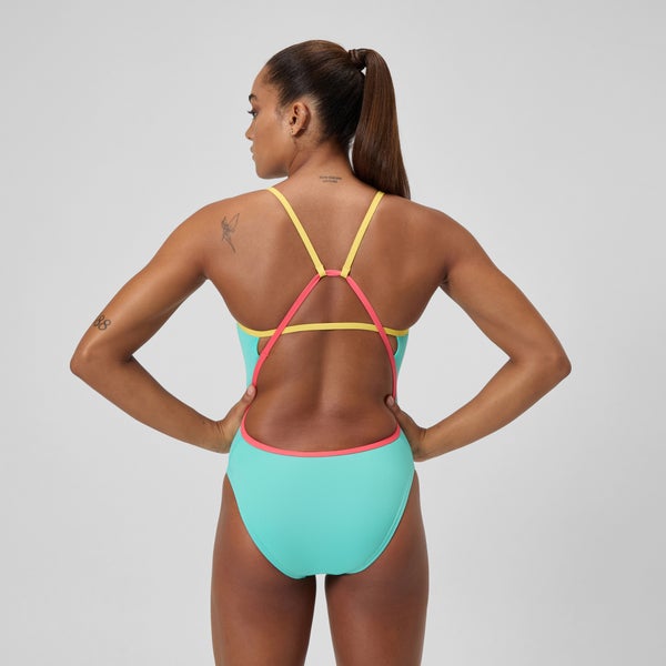 Speedo Women's Solid Tri Back One Piece Teal