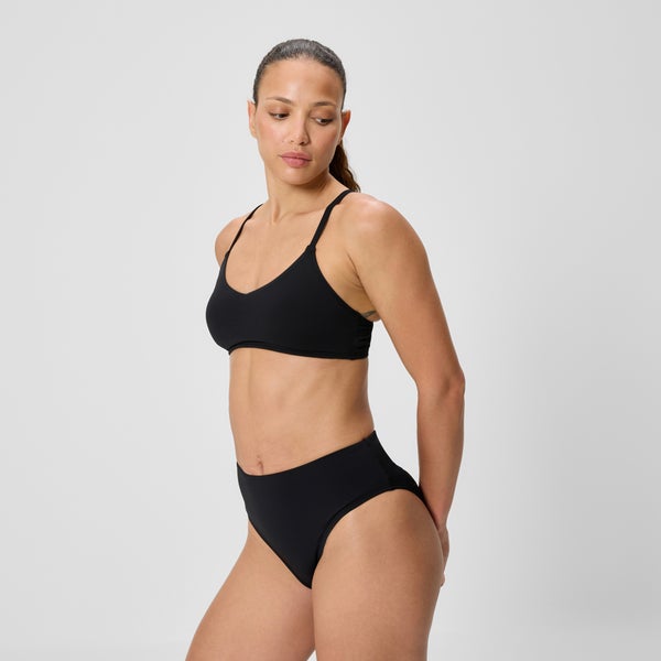 Speedo Women's Solid Triangle Bikini Top Black