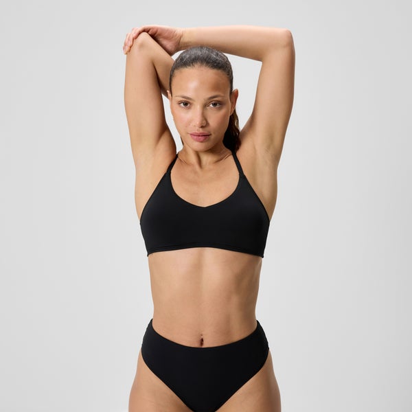 speedo Women's Solid Triangle Bikini Top Black