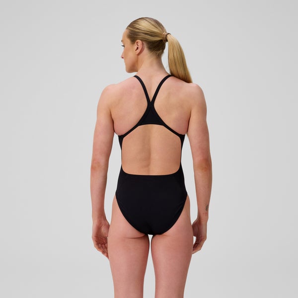 Speedo Women's Solid Turnback One Piece Black