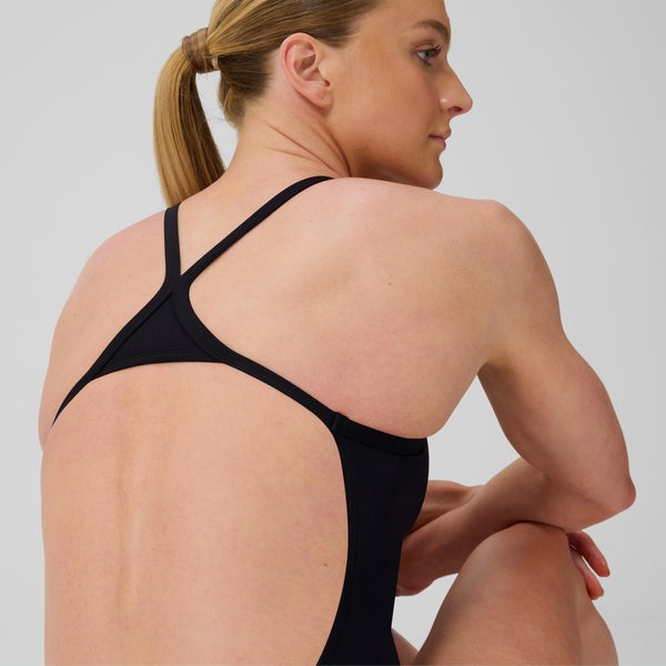 Speedo Women's Solid Turnback One Piece Black