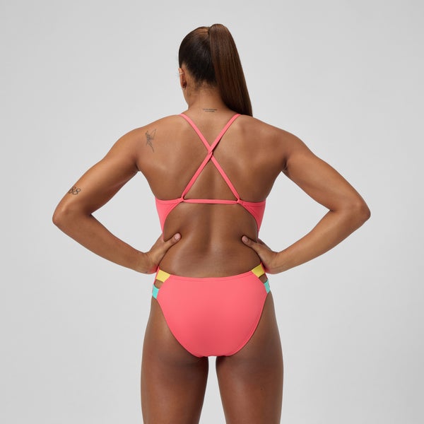 Speedo Women's Solid Twist Back One Piece Orange