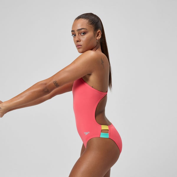 Speedo Women's Solid Twist Back One Piece Orange