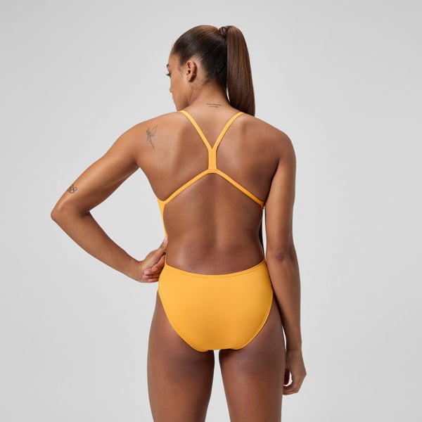 Speedo Women's Solid V-Back One Piece Orange
