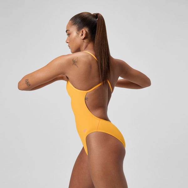 Speedo Women's Solid V-Back One Piece Orange