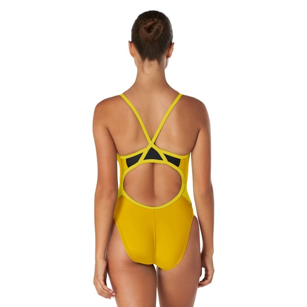 Speedo Women's Splice Flyback One Piece Gold