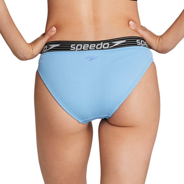 speedo Women's Stripe Logo Bikini Bottom Purple