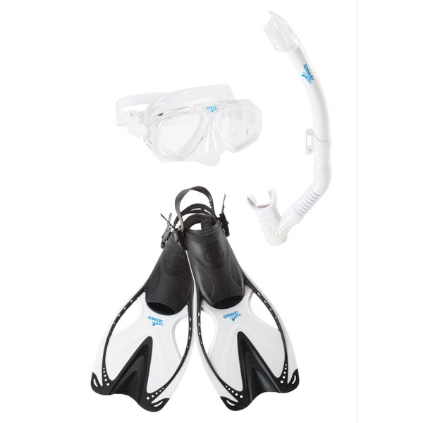 speedo Unisex Adult Adventure Mask/Snorkel/Fin Set Black/Clear