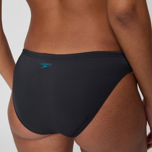 Speedo Women's Boom Solid Leaderback Two Piece Black/Turquoise