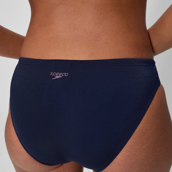 Speedo Women's Boom Solid Leaderback Two Piece Navy/Pink