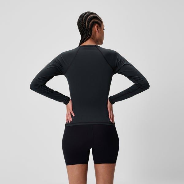 Speedo Women's Boom Solid Long Sleeve Rashguard Black