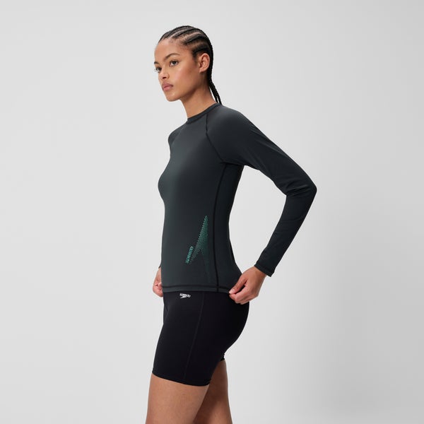 Speedo Women's Boom Solid Long Sleeve Rashguard Black