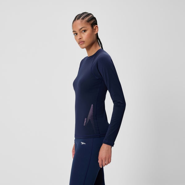 Speedo Women's Boom Solid Long Sleeve Rashguard Navy