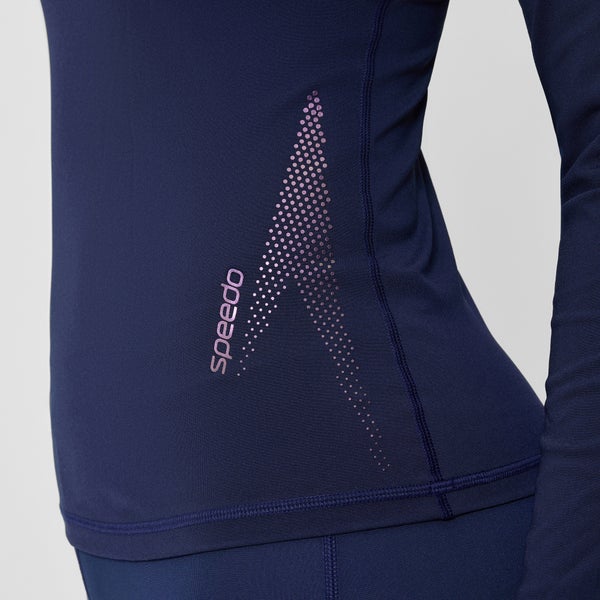 Speedo Women's Boom Solid Long Sleeve Rashguard Navy