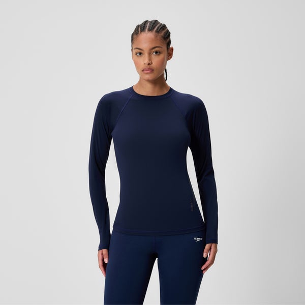 speedo Women's Boom Solid Long Sleeve Rashguard Navy