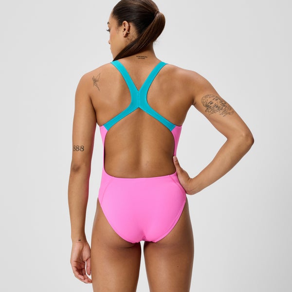 Speedo Women's Club Training Powerback One Piece Pink/Blue