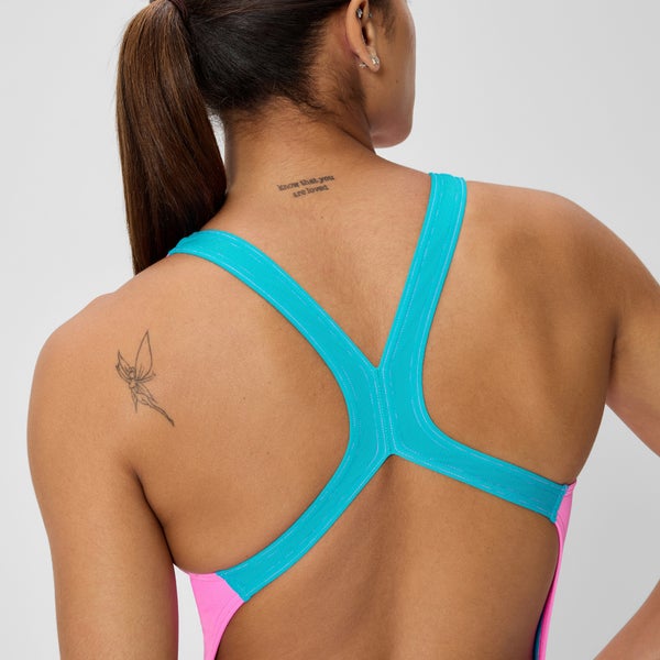 Speedo Women's Club Training Powerback One Piece Pink/Blue