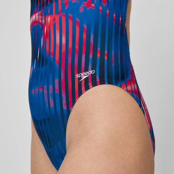 Speedo Women's Club Training Printed Leaderback One Piece Red/White/Blue