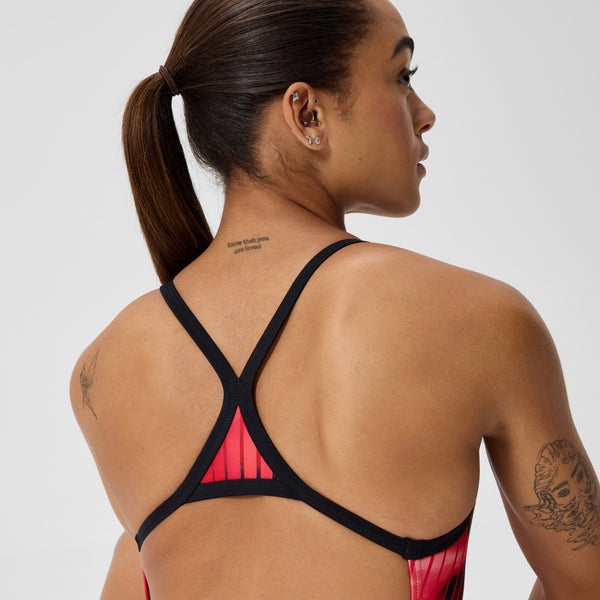 Speedo Women's Club Training Printed Turnback One Piece Red/Black