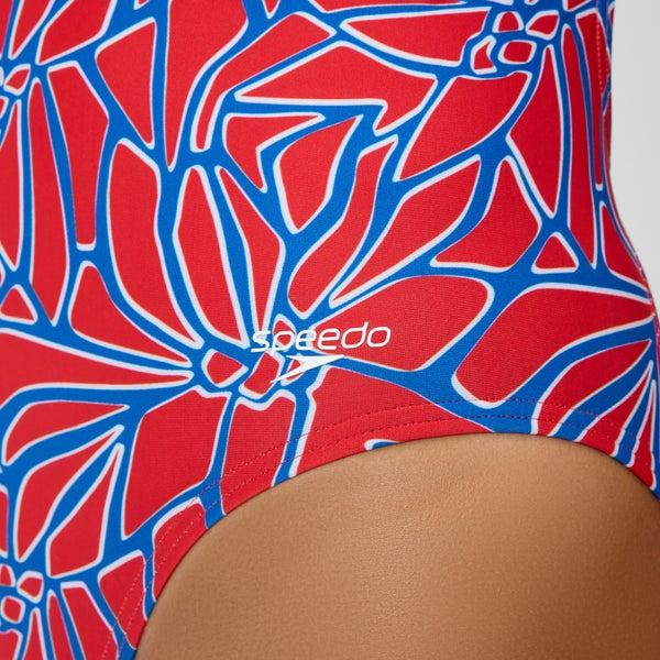 Speedo Women's Club Training Printed Turnback One Piece Red/White/Blue