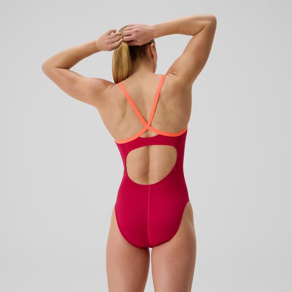 Speedo Women's Club Training Solid Flyback 2.0 One Piece Pink/Orange