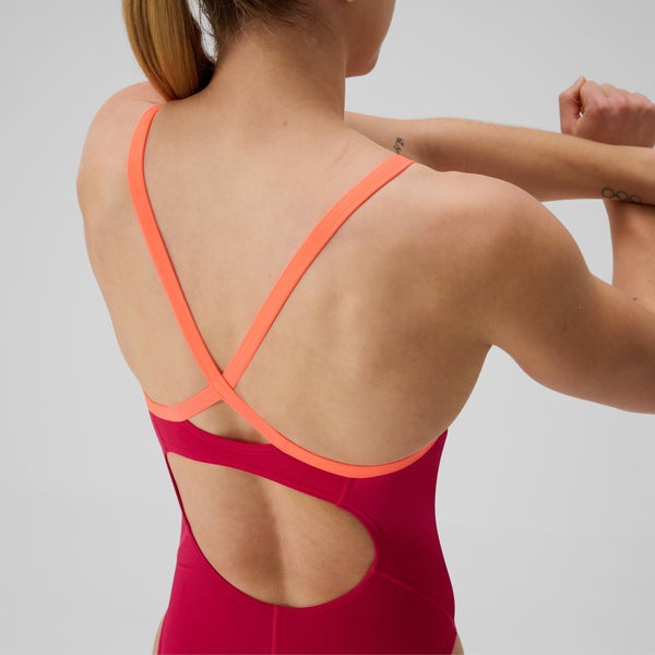 Speedo Women's Club Training Solid Flyback 2.0 One Piece Pink/Orange