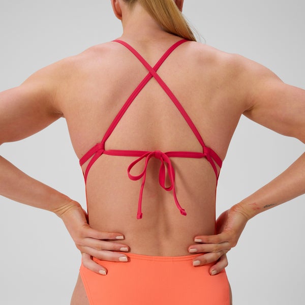 Speedo Women's Club Training Solid Tie Back One Piece Orange