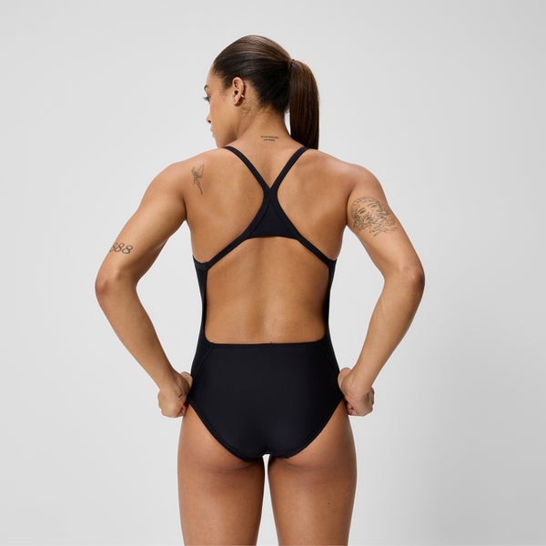 Speedo Women's Club Training Turnback One Piece Black