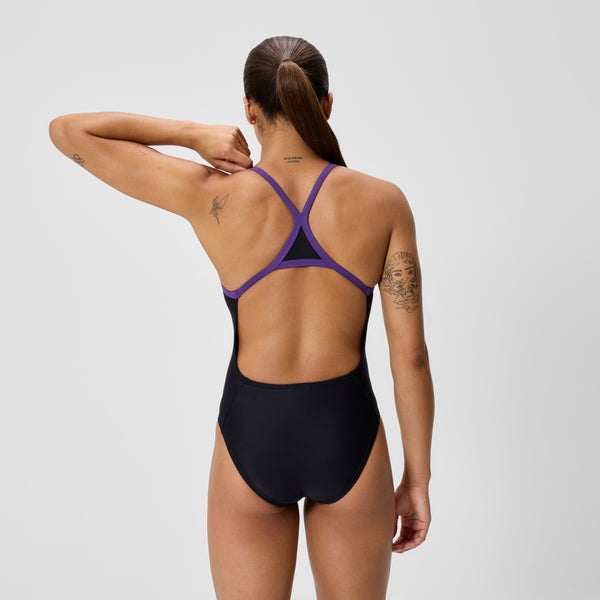 Speedo Women's Club Training Turnback One Piece Black/Purple