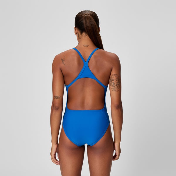 Speedo Women's Club Training Turnback One Piece Blue